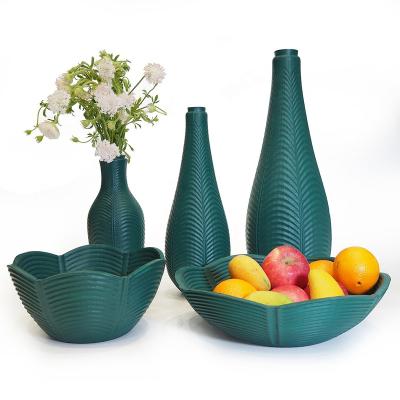 China Nordic Minimalist Decorative Fruit Tray Flower Vase Set, Kitchen Modern Home Decoration Living Room Indoor 4-Piece Maker Resin Vase for sale