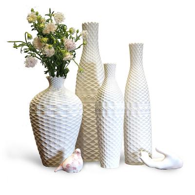 China Modern Rustic Art Decor Resin Flower Vase European Style Large White Minimalist Vase Set of 4, Creative Decorative Vase for Living Room for sale