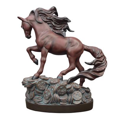 China Europe and America living room desktop decoration creative Chinese style cast fortune horse decoration resin copper/painted crafts for sale