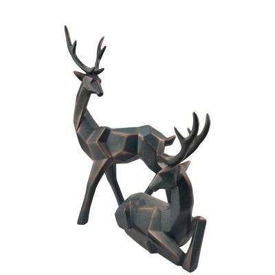 China Europe and America living room desktop decoration creative Chinese style cast lovers deer decoration resin copper/painted crafts for sale