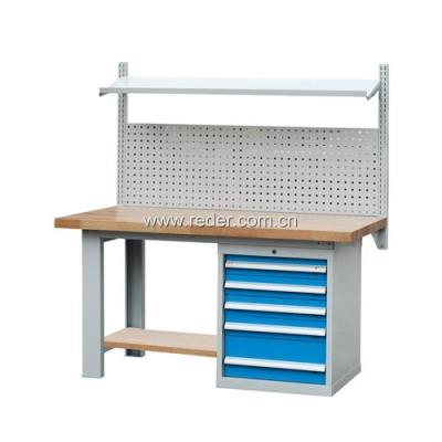 China Heavy Duty Workshop Workbench With Back Panel / Steel Workbench With Drawers And Pegboard for sale