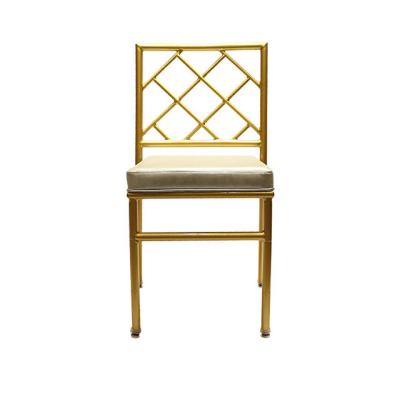 China Modern Morden Infinity Lounge Furniture Metal Gold Cross Back VIP Banquet Wedding Chair For Restaurant And Hotel for sale