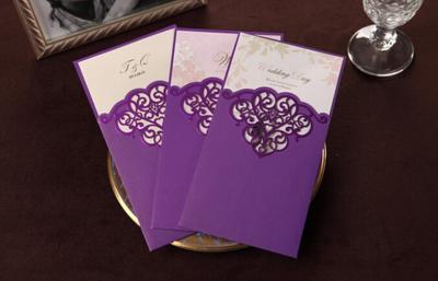 China Purple Strong Paper Greeting Card Off Printing 10 * 20cm OEM for sale