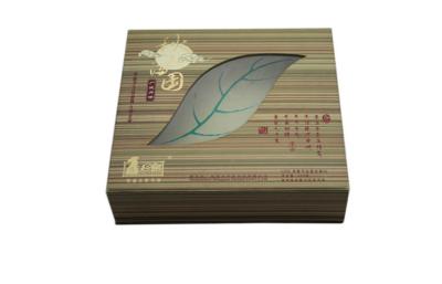 China Food Paper / Cardboard Mooncake Gift Boxes With Leaf Shaped Window for sale