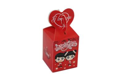 China Custom Made Flat Red Paper Packaging Box For Wedding Candies Use for sale