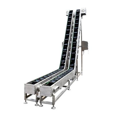 China Food Grade Manufacturing Automatic Double Belt Bucket Elevator Frozen Food Conveyor Belt Elevator System for sale