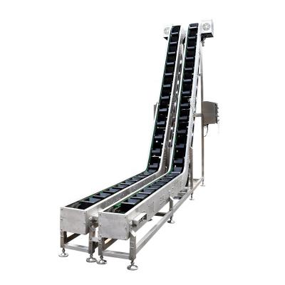 China Custom Food Grade Food 3/4L Conveyor Elevadora Double Chain Wrapping Rotating Inclined Bucket Elevator for sale