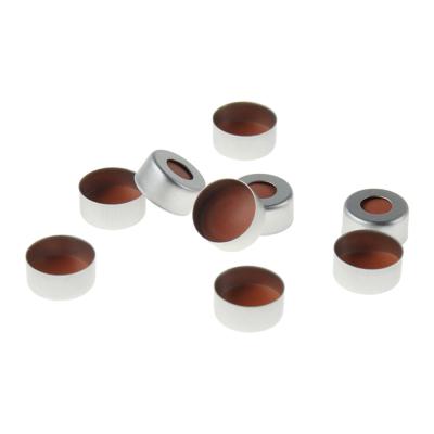 China HPLC 2ml Vial Glass Screw Cap Screw Cap Silicone Septa Screw Cap Brown Aluminum Bottle for sale