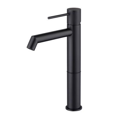 China Thermostatic Faucets Black Bathroom Faucet Tall Deck Mounted Hot Cold Water Basin Brass Mixer Taps for sale