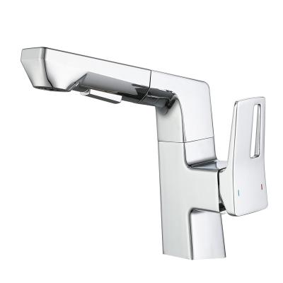 China Modern Thermostatic Faucets Single Hole Pull Out Hot And Cold Water Mixer Tap Bathroom Sink Basin Faucet for sale