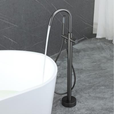 China With Slide Bar Floor Mount Bathtub Faucet Cold Water Mixer Floor Faucet Gun Gray Bathtub Faucet for sale