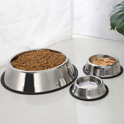 China Wholesale Thickening Viable Non Slip Stainless Steel Pet Bowl With Paw Print Cat Bowl Dog Feeder Bowl for sale