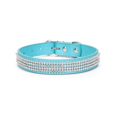 China JEWELED Dog Collar Rhinestone Mesh Bling Leather S Multi-row Small Dog Collar PU Dog Collar Medium Lovable Medium for sale