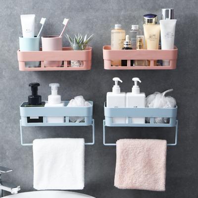 China Household Modern Plastic Kitchen Rack Multi-Function Wall Mounted Bathroom Toilet Kitchen Storage Rack Organizer for sale