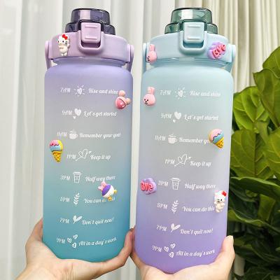 China Hot Selling Large Capacity Waterbottle Motivational Workout Water Bottle Half Gallon Stocked Water Bottle With Stickers for sale