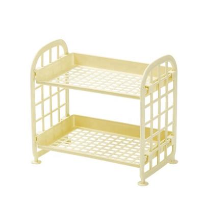 China Good Viable Selling Plastic Yellow White Color Cosmetic Storage Rack for sale