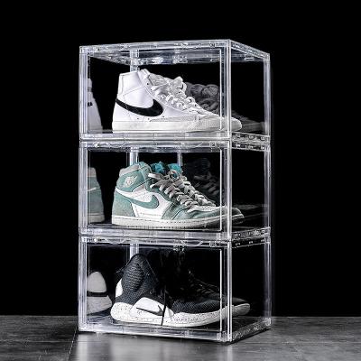 China 2022 Viable Foldable Basketball Shoes Storage Box Transparent Side Opening Shoe Cabinet Antioxidant Acrylic for sale