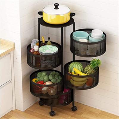 China Multi-Layer Kitchen Revolving Storage Rack Plastic Container Food Vegetable Storage Rack Viable for sale