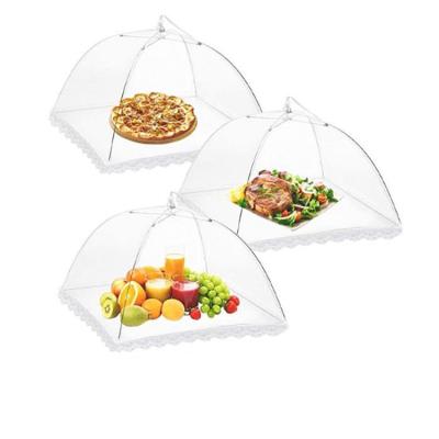 China Folding and Reusable Mesh Food Tent Umbrella Cover Viable White Nylon Cover Automatic Food Screen Tent for sale