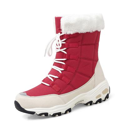 China Fashion High Quality Bulky Durable Large Size Winter Non-slip Pink Snow Boots Long For Women And Ladies for sale