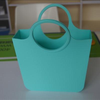 China Green Silicone Shopping Bag , Easy To Clean Silicone Lady Tote Bag for sale