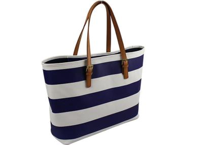 Китай Striped голубой мешок плеча кожи Saffiano, мешок дамы Tote Верхн-застежка-молнии весны продается