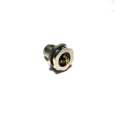 China Cu+Zn (alloy) M12 female 5pins A front attachment wire Receptacle M12 code panel mount solder angled connection for sale