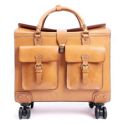 China High Quality Fashion/Vintage Luggage Bag,Genuine Leather Airplane Trolley Case Suitcase Travel Luggage Bag for sale