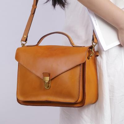 China Retro Vintage Women's Genuine Leather Bag Briefcase Shoulder Messenger Bags for sale