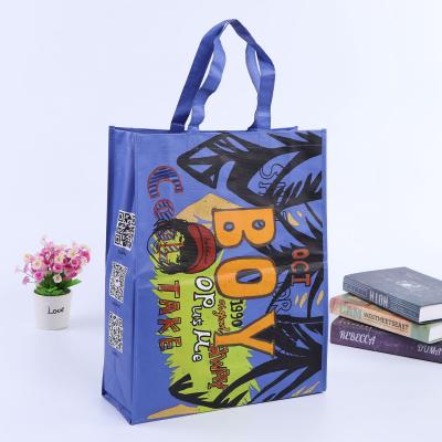 China Ruiding Reusable Reusable Three Piece Foldable Woven Shopping Roll Handled PP Woven Tote Lamination Bag Roll for sale