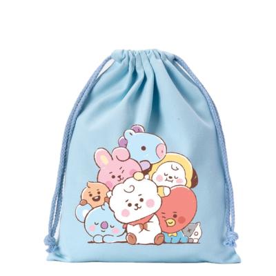 China Recyclable Wholesale Custom Printed Eco Friendly Reusable Canvas Cotton Drawstring Bag for sale