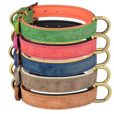 China Double D-Ring Adjustable Control Microfiber Dog Collar Medium Large Dogs Quick Release Small Dogs Tag Leather Adjustable Dog Tag for sale