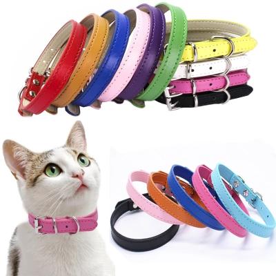 China Cat Collar Personalized DETACHED Leather Cat Collar for Puppy Dogs Small Pet Kitten Collar Adjustable for sale