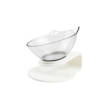 China Viable Oblique Double Bowl Pet Cat Guard Neck Bowl Transparent Food Bowl for sale