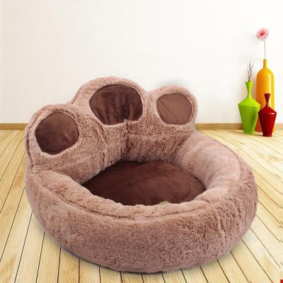 China Dog Kennel Viable Cat Litter Pet Supplies Autumn and Winter Bear Paw Shape Pet Plush Small Dog Cat Bed for sale