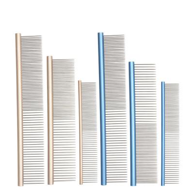 China Viable Pet Supplies Beauty Color Steel Comb Single Row Toothed Massively Straight Comb for sale