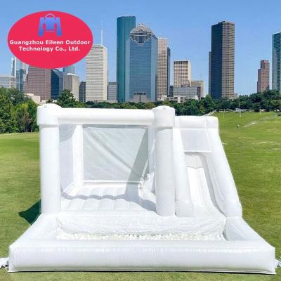 China Hot Sale PVC Bounce House Moonwalk Inflatable Toys Ourdoor Bounce House Commercial White Bouncy Castle Slide Combo White Slide for sale