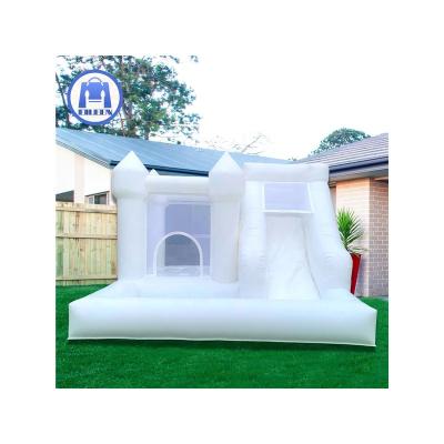 China White Bounce House Ourdoor Inflatable Toys New Design With Slide Bounce House White Inflatable Bounce House With Ball Pool RTS for sale