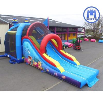 China Hot Selling Ourdoor Inflatable Toys 11m Giant Bounce House Slide Jumping Inflatable Bounce House / Bouncy Castle With Slide For Kids Outdoor Use for sale