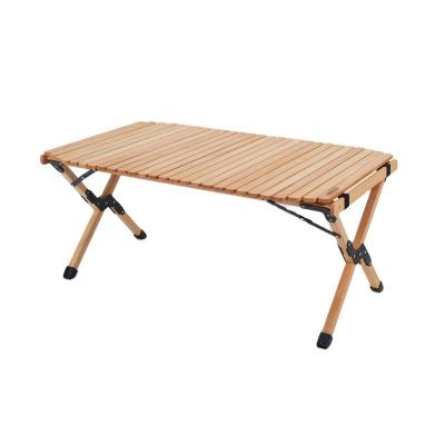 China Small Mini Furniture Chinese Bamboo Round OEM Egg Roll Up Solid Outdoor Camp BBQ Wine Picnic Wood Fold Table and Chair Set Easy Portable for sale