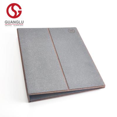 China Stylish New Design PU Leather A4 Binder With 3 Rings Hotel Guest Room Phonebook Binder Folder for sale