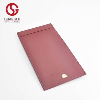 China Stylish PU Red Suede Leather Magnetic Writing Notepad with Custom Logo for Hotel Bar Desk for sale