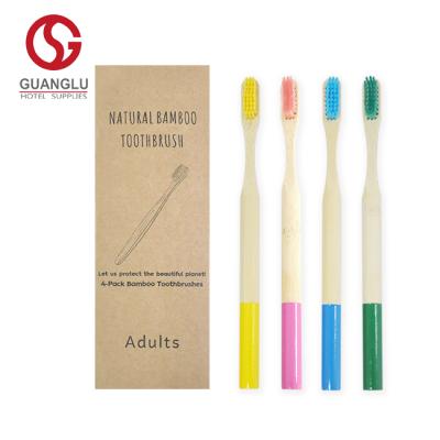 China Eco Friendly Hot Selling 4 Pack Nylon Stiffens Bamboo Toothbrush Set for sale