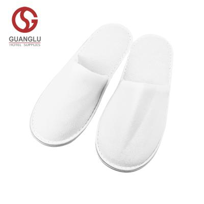 China Wholesale Cheap Wholesale Airbnb Guest Slippers White Polyester Velvet Hotel SPA Airline Home Guest Slippers Travel Hotel In Stock Fast Shipping for sale