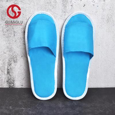 China Hot Selling Blue Airbnb Home Airline Hotel SPA Travel Disposable Slippers Open Toe Non Woven For Home Hotel Resort SPA Beauty Salon for sale