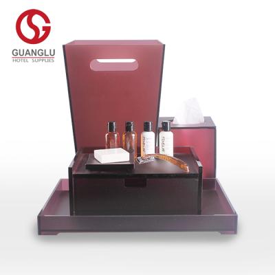 China Stylish High Quality Customized Acrylic Hotel Guest Room Bathroom Set for sale