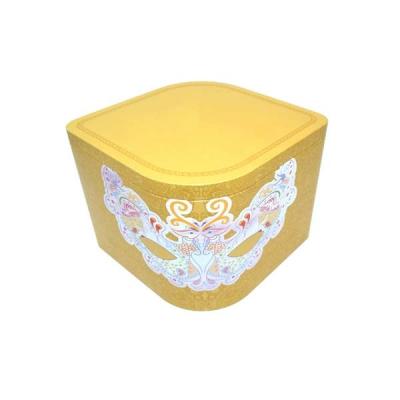 China Food Customized yellow octagonal shape cookie tin box for coffee cookie cake candy nuts packaging for sale