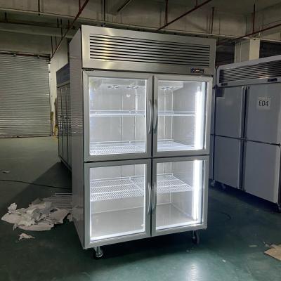 China Single-temperature Commercial Refrigerator Glass Upright Stainless Steel Refrigerator Kitchen Refrigerator for sale