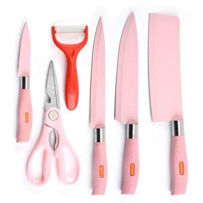 China Sustainable New Industrial Style Rose Handle Knife Set Kitchen Knife Ergonomic Tools for sale