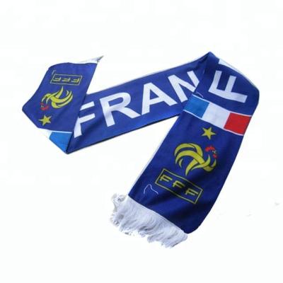 China 100%Polyester Knitted Soccer Team Scarf, Custom Logo Printed Fans Club Sports Scarf for sale